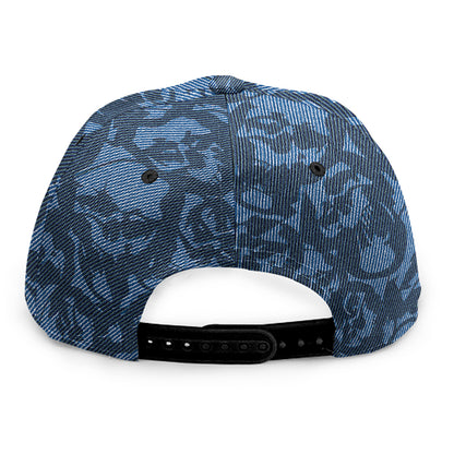 Skull Denim Jeans Pattern Print Snapback Cap