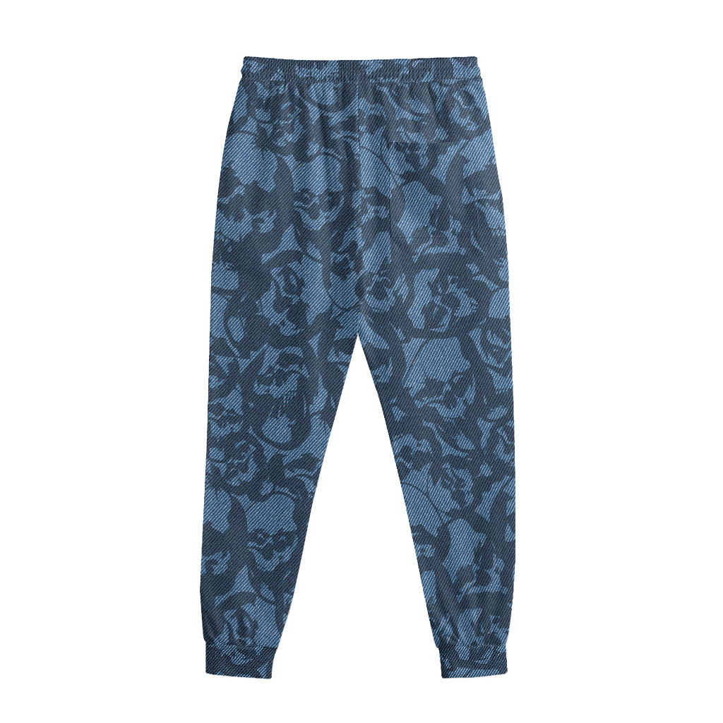 Skull Denim Jeans Pattern Print Sweatpants
