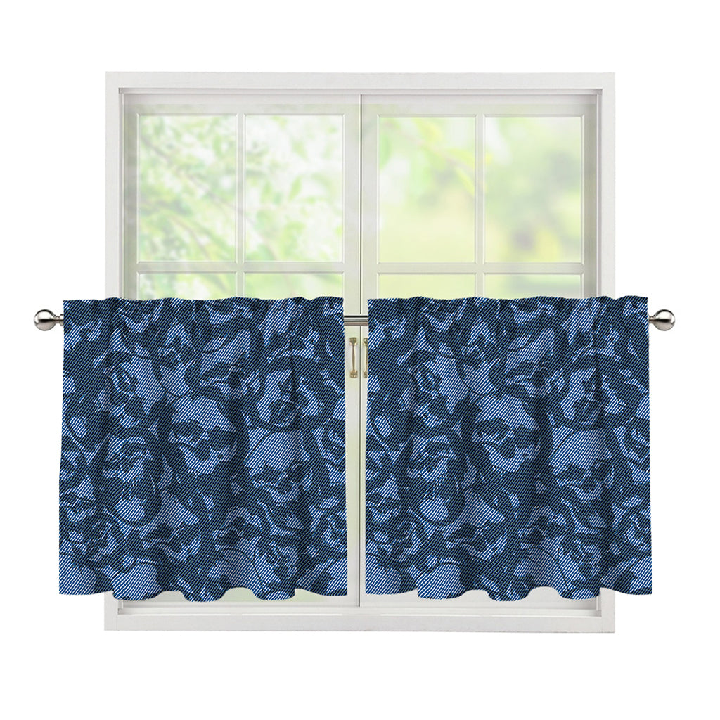 Skull Denim Jeans Pattern Print Tier Curtains