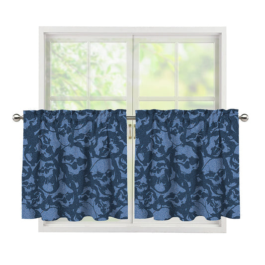 Skull Denim Jeans Pattern Print Tier Curtains