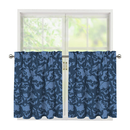 Skull Denim Jeans Pattern Print Tier Curtains