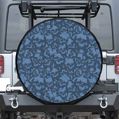 Skull Denim Jeans Pattern Print Tire Cover