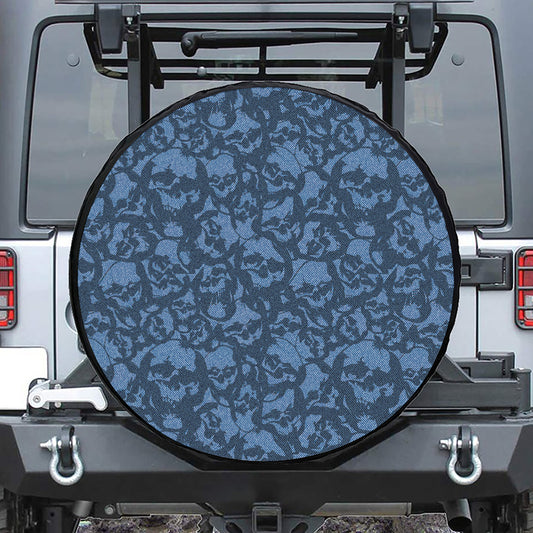 Skull Denim Jeans Pattern Print Tire Cover