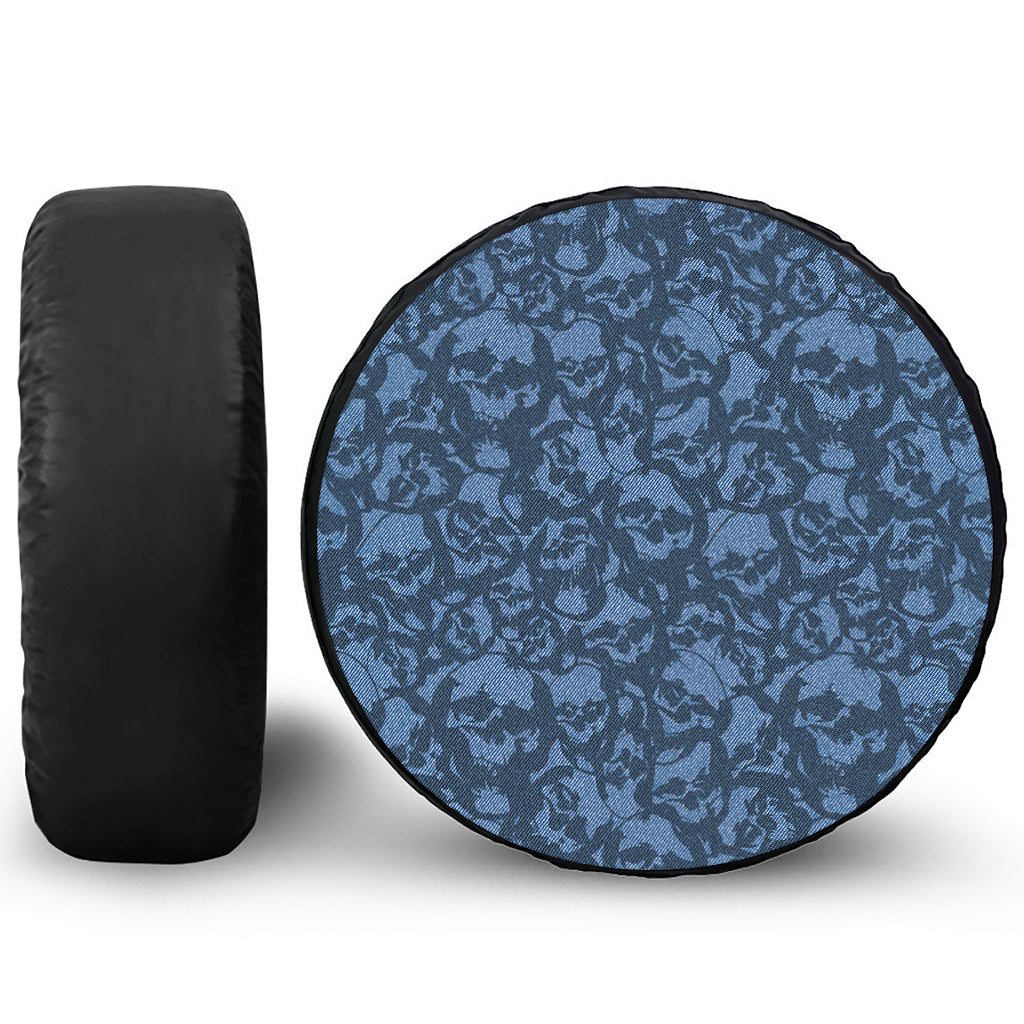 Skull Denim Jeans Pattern Print Tire Cover