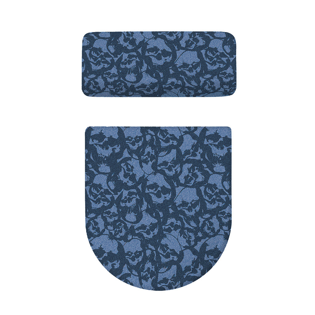Skull Denim Jeans Pattern Print Toilet Lid And Tank Cover Set