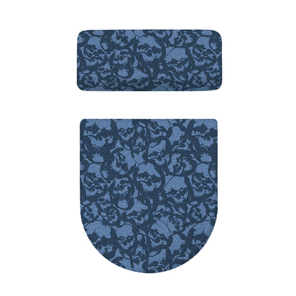 Skull Denim Jeans Pattern Print Toilet Lid And Tank Cover Set