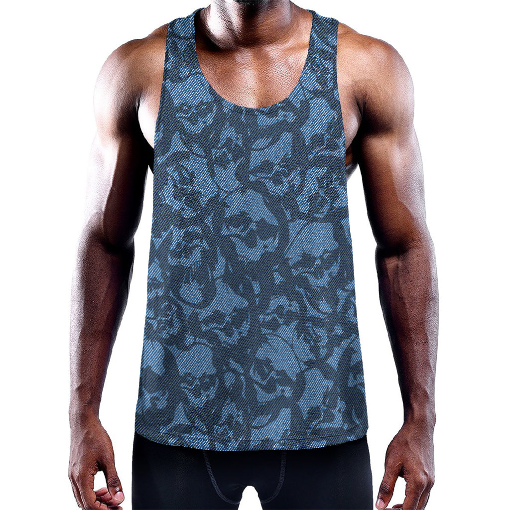 Skull Denim Jeans Pattern Print Training Tank Top