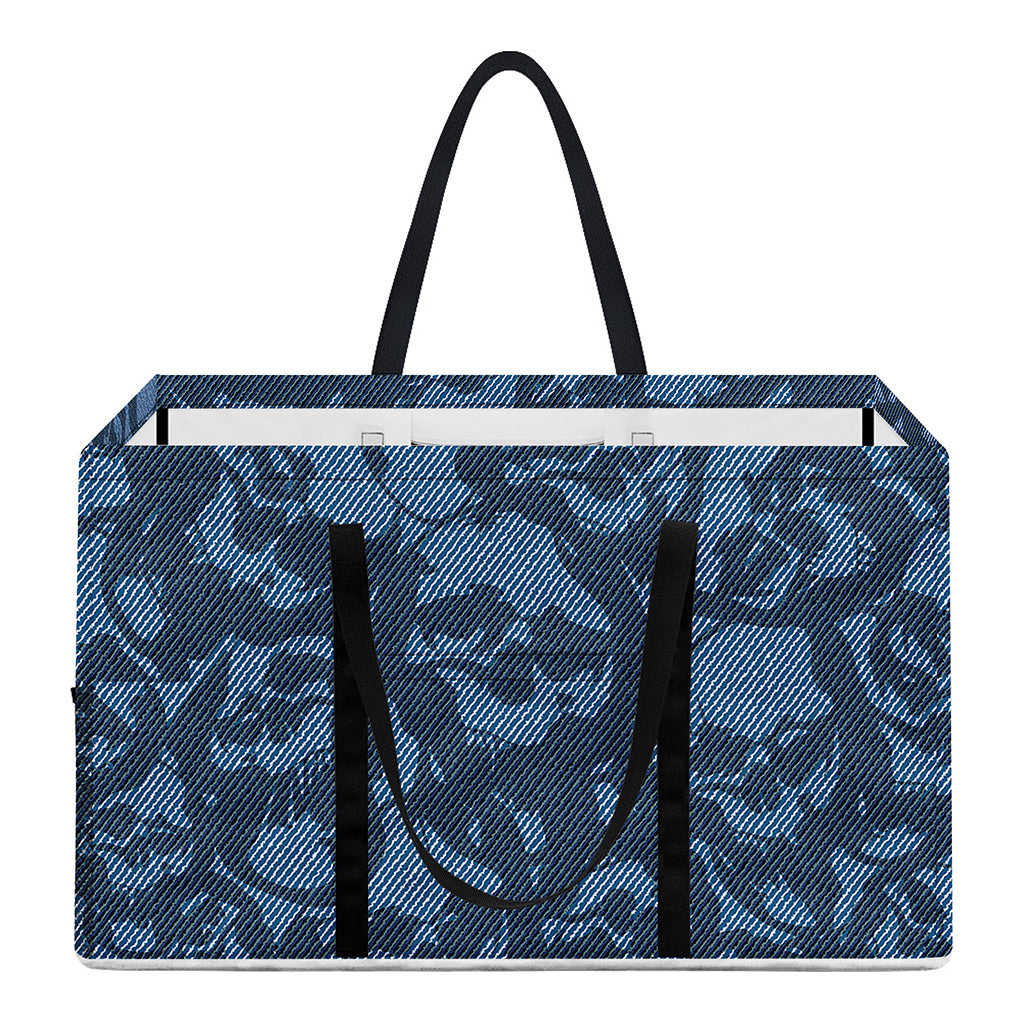Skull Denim Jeans Pattern Print Utility Tote Bag