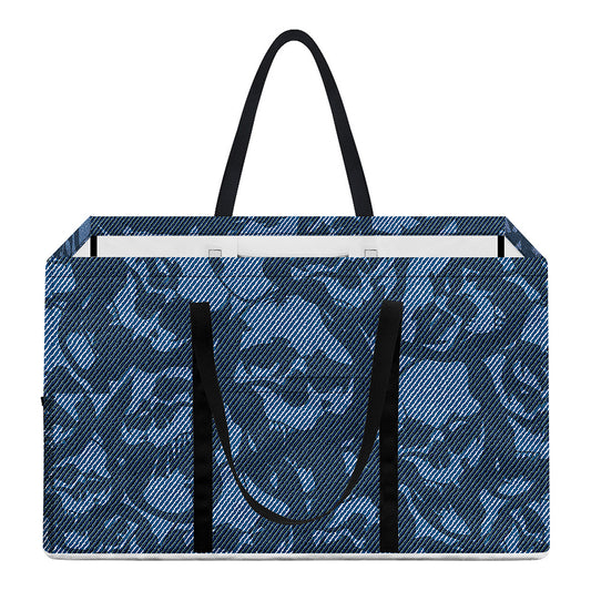 Skull Denim Jeans Pattern Print Utility Tote Bag