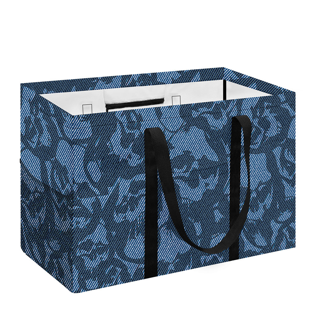 Skull Denim Jeans Pattern Print Utility Tote Bag