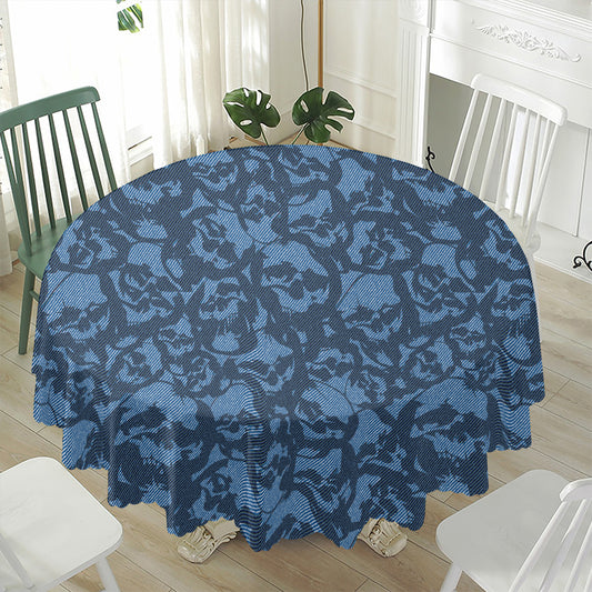 Skull Denim Jeans Pattern Print Waterproof Round Tablecloth