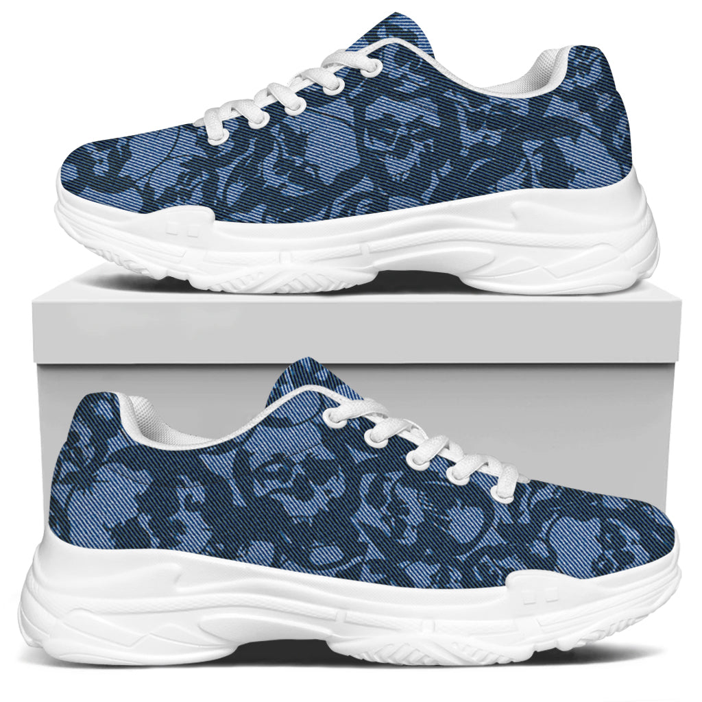 Skull Denim Jeans Pattern Print White Chunky Shoes