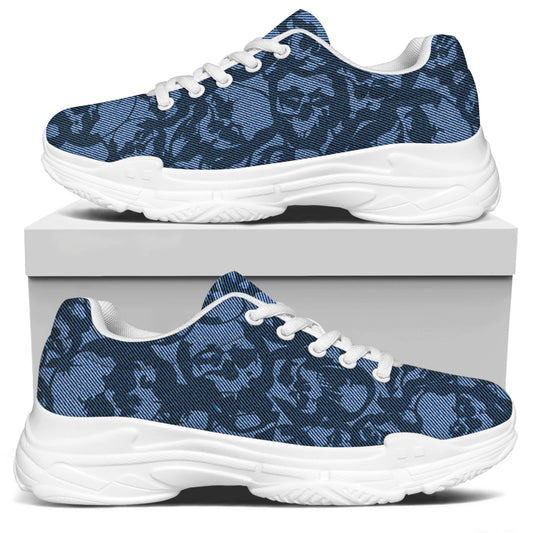Skull Denim Jeans Pattern Print White Chunky Shoes