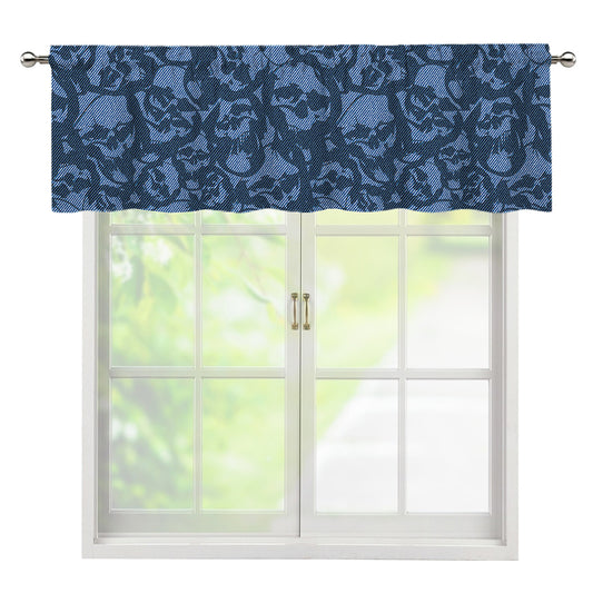 Skull Denim Jeans Pattern Print Window Valance