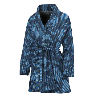 Skull Denim Jeans Pattern Print Women's Bathrobe