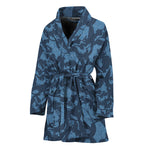 Skull Denim Jeans Pattern Print Women's Bathrobe