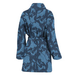 Skull Denim Jeans Pattern Print Women's Bathrobe