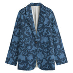 Skull Denim Jeans Pattern Print Women's Blazer
