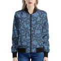 Skull Denim Jeans Pattern Print Women's Bomber Jacket