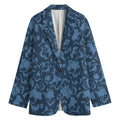 Skull Denim Jeans Pattern Print Women's Cotton Blazer
