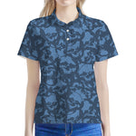 Skull Denim Jeans Pattern Print Women's Polo Shirt