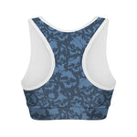 Skull Denim Jeans Pattern Print Women's Sports Bra