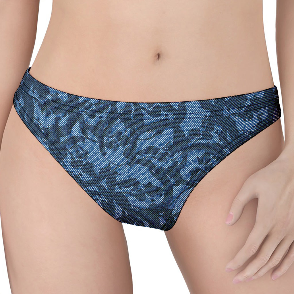 Skull Denim Jeans Pattern Print Women's Thong