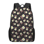 Skull Fried Egg And Bacon Pattern Print 17 Inch Backpack