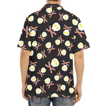 Skull Fried Egg And Bacon Pattern Print Aloha Shirt