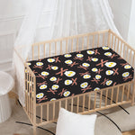 Skull Fried Egg And Bacon Pattern Print Baby Crib Sheet