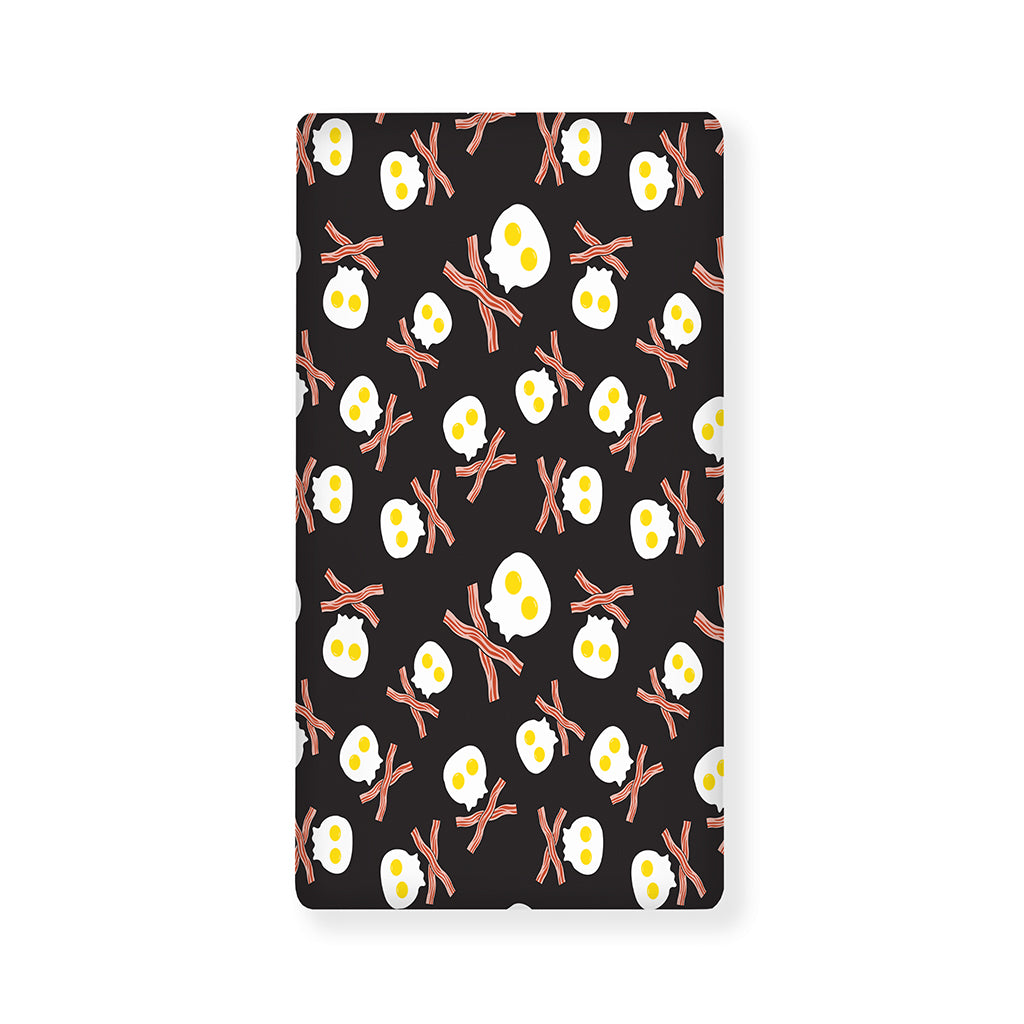 Skull Fried Egg And Bacon Pattern Print Baby Crib Sheet
