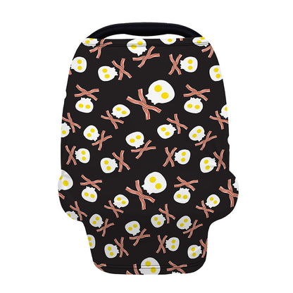 Skull Fried Egg And Bacon Pattern Print Baby Seat Cover