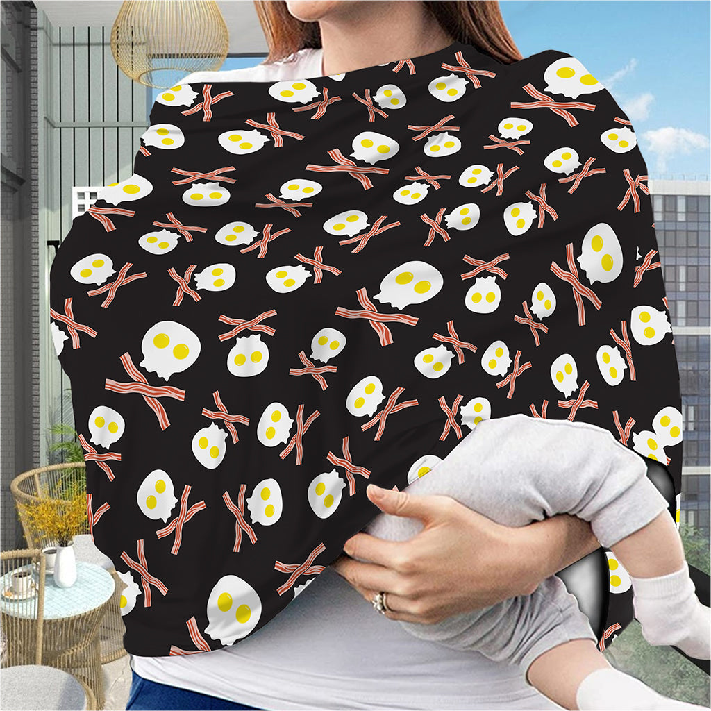 Skull Fried Egg And Bacon Pattern Print Baby Seat Cover