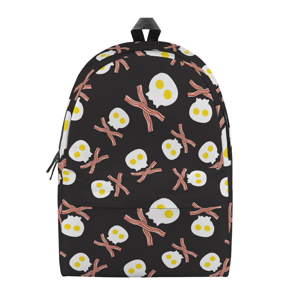 Skull Fried Egg And Bacon Pattern Print Backpack