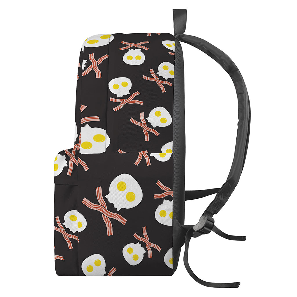 Skull Fried Egg And Bacon Pattern Print Backpack