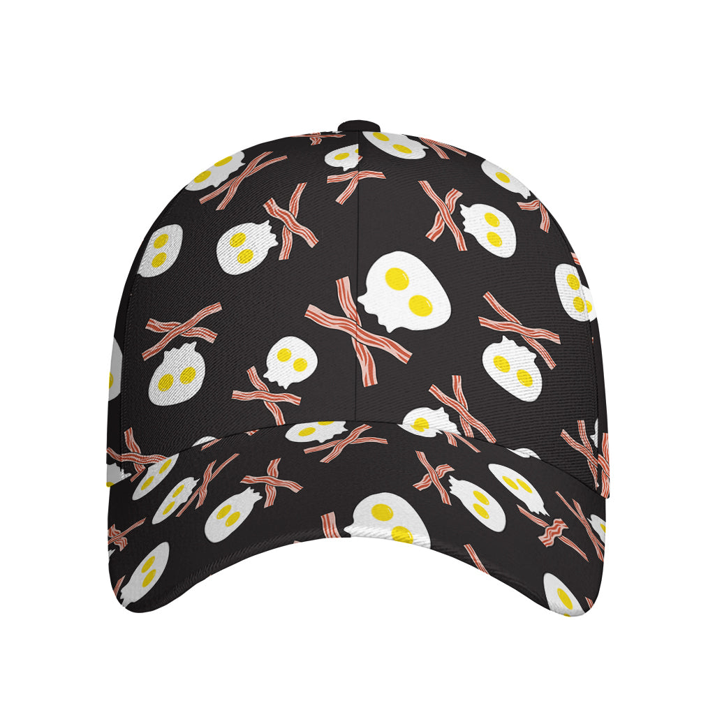 Skull Fried Egg And Bacon Pattern Print Baseball Cap