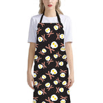 Skull Fried Egg And Bacon Pattern Print Bib Apron With Pocket