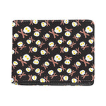 Skull Fried Egg And Bacon Pattern Print Bifold Wallet