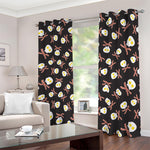 Skull Fried Egg And Bacon Pattern Print Blackout Grommet Curtains