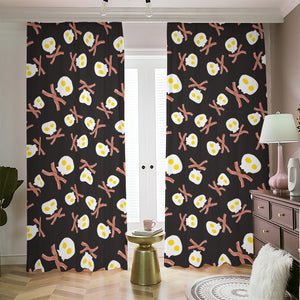 Skull Fried Egg And Bacon Pattern Print Blackout Pencil Pleat Curtains