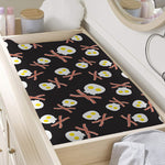 Skull Fried Egg And Bacon Pattern Print Changing Pad Cover
