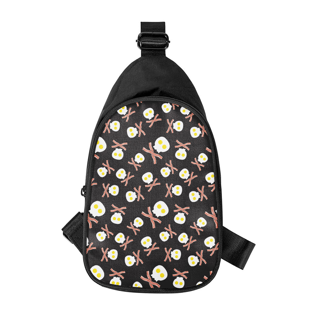 Skull Fried Egg And Bacon Pattern Print Chest Bag