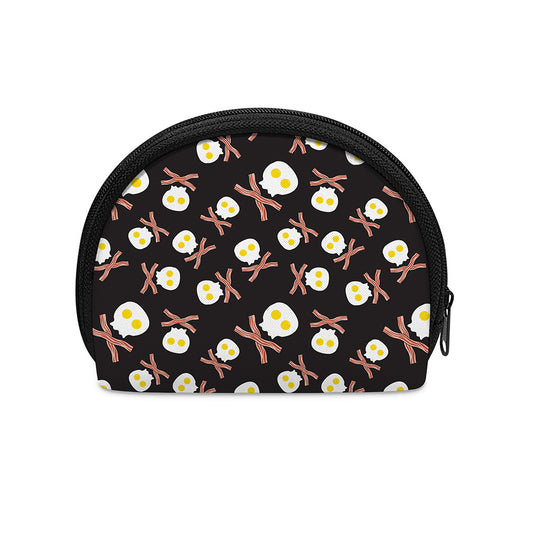 Skull Fried Egg And Bacon Pattern Print Coin Purse
