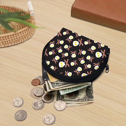 Skull Fried Egg And Bacon Pattern Print Coin Purse