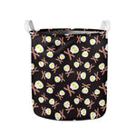 Skull Fried Egg And Bacon Pattern Print Collapsible Laundry Basket