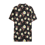 Skull Fried Egg And Bacon Pattern Print Cotton Hawaiian Shirt