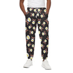 Skull Fried Egg And Bacon Pattern Print Cotton Pants