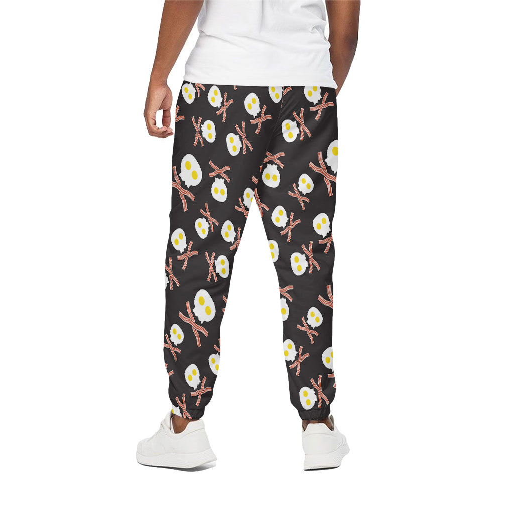 Skull Fried Egg And Bacon Pattern Print Cotton Pants