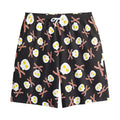 Skull Fried Egg And Bacon Pattern Print Cotton Shorts