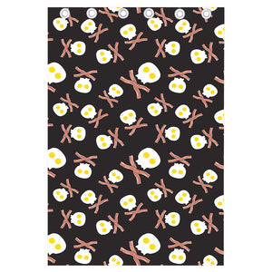 Skull Fried Egg And Bacon Pattern Print Curtain